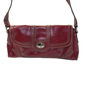 Liz & Co Burgundy Faux Leather Shoulder Bag Baguette Red 1214B1